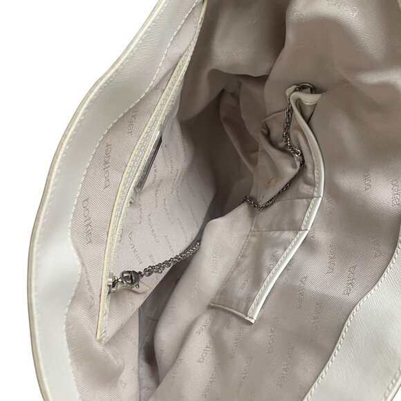 Botkier White & Blue Leather Tote Bag With Zipper Accents - Picture 7 of 8